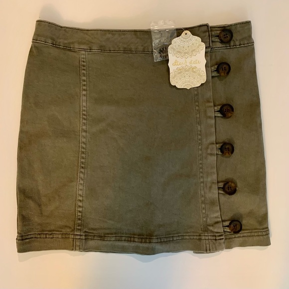 Altar'd State Dresses & Skirts - Altar’d State Olive denim mini skirt